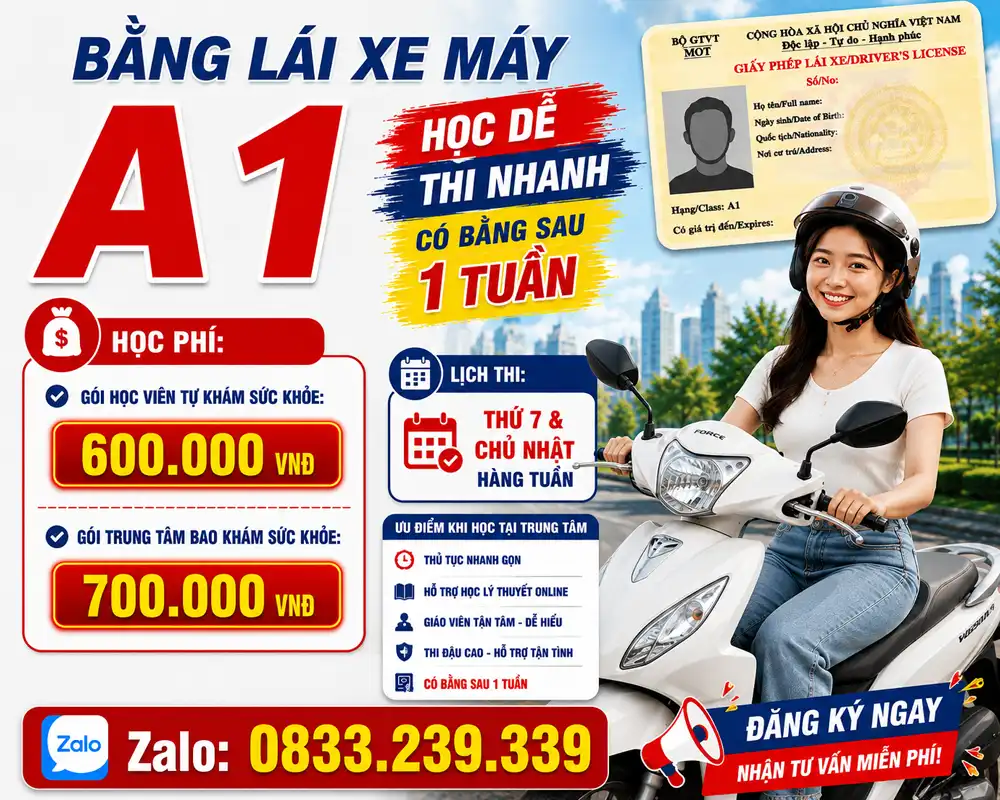 Học Bằng Lái Xe Máy Hạng A1 Học Bằng Lái Xe Máy Hạng A1