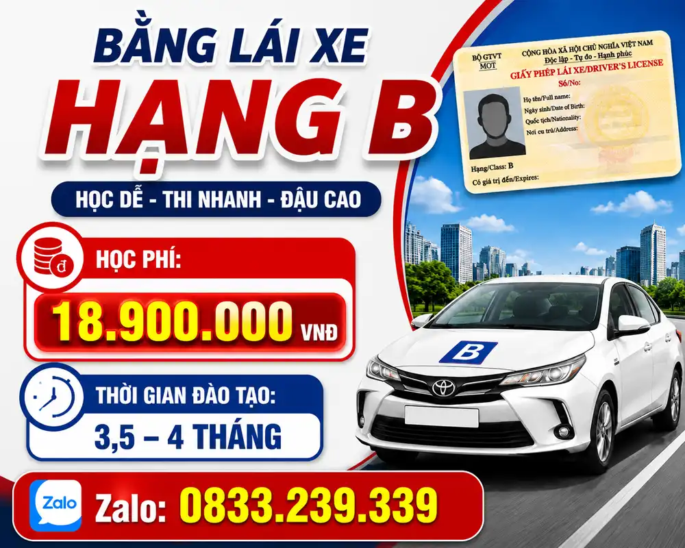 Học Bằng Lái Xe Ô Tô Hạng B Học Bằng Lái Xe Hạng B